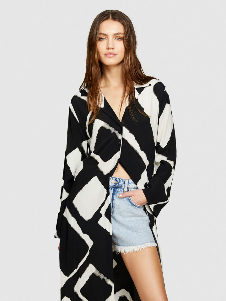 Long printed shirt - women's shirts - Multi-color | Sisley image number 4